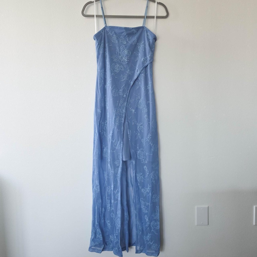Vintage '90s/Y2K blue floral overlay maxi dress